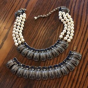 Triple strand white pearl necklace